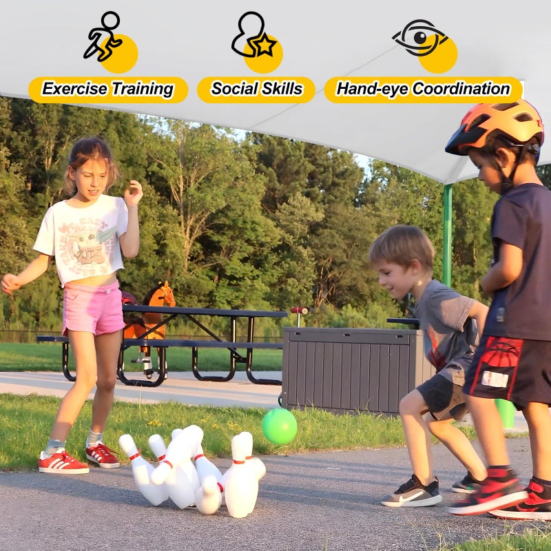 Liberry Kids Bowling Set, 10 Plastic Toy Bowling Pins & 2 Balls, Toddler Indoor Outdoor Sports Games, Educational Birthday Gifts for Boys Girls Ages 2 3 4 5 (White) - Image 5